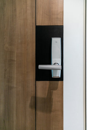 the door digital and access control in a condoの写真素材