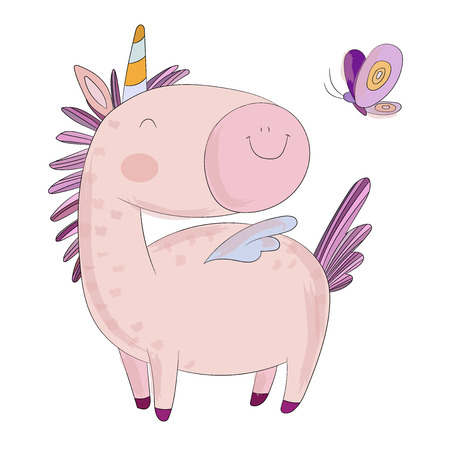 Vector Image Drawing Cute Unicorn Iconのイラスト素材