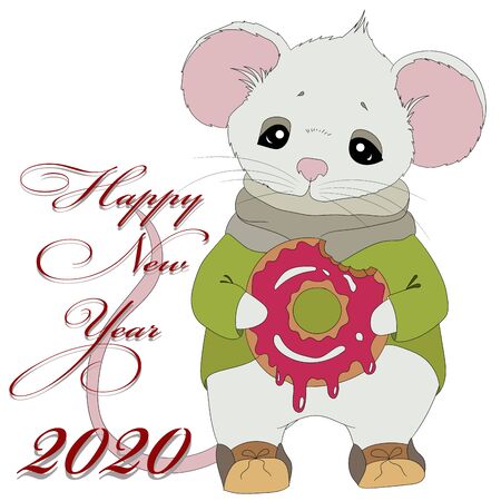 Vintage style mice. A mouse in fashionable retro clothes. Year of the rat. Symbol of the Year 2020のイラスト素材
