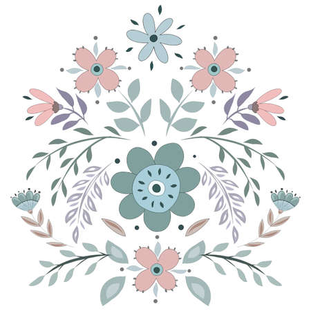 Floral gingham pattern seamless vector border. Botanical batik paisley background. Vintage floral ornament motif for fabric decoration, women's clothing, scarf, wallpaper design.のイラスト素材
