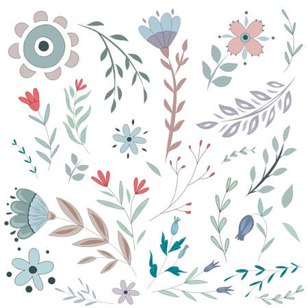Meadow wildflower seamless vector pattern. Boho botanical floral background. Delicate field flower and herb illustration.のイラスト素材