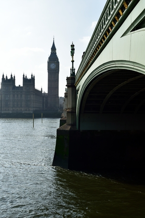 The Big Ben and Westminster Bridge and the River Thames.の写真素材