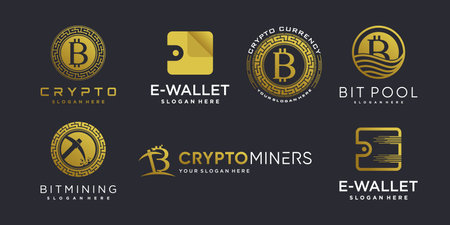 Crypto logo collection with modern creative element Premium Vectorのイラスト素材