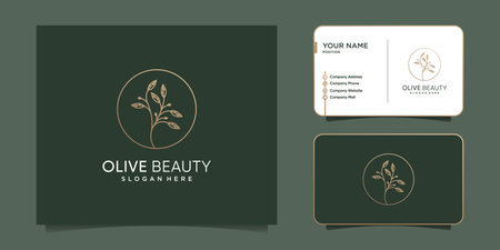 Olive logo design with creative line style Premium Vectorのイラスト素材