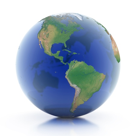 transparent globe 3d illustration - planet earth isolated over white background の写真素材