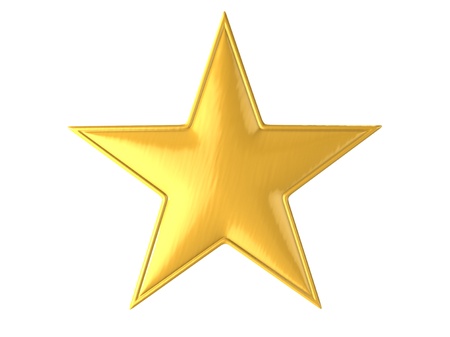 golden star isolated over white background 3d illustration 