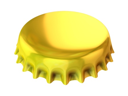 golden bottle cap 3d illustrationの写真素材