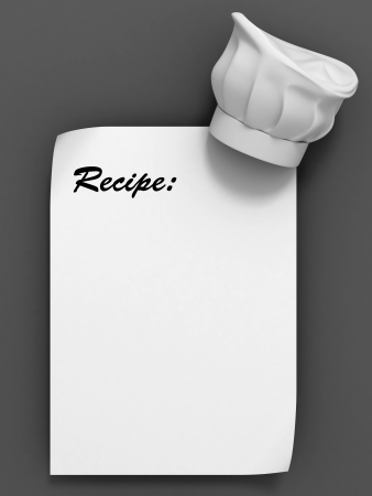 recipe template - chef hat on the blank paper sheet の写真素材