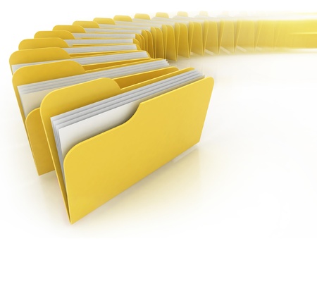 folders in rush 3d concept - many folders on the white background の写真素材