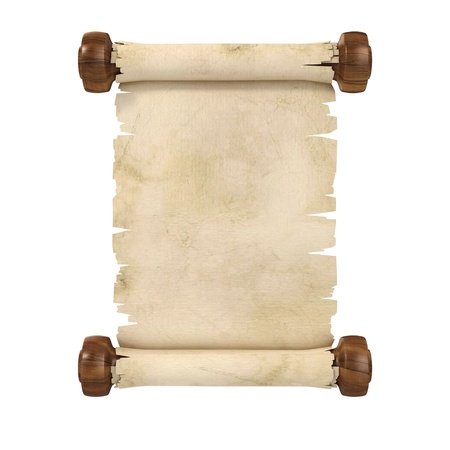 parchment scroll 3d illustration isolated on white background の写真素材