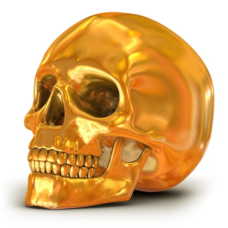 golden skull isolated の写真素材