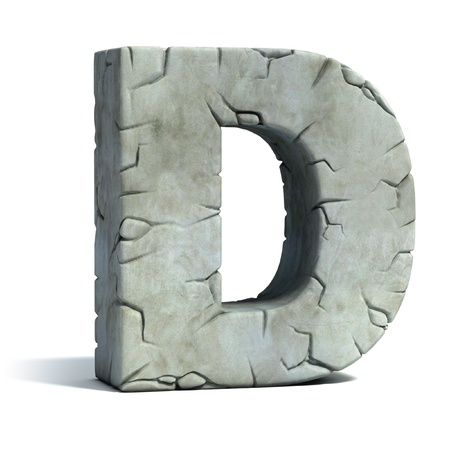 letter D cracked stone 3d font の写真素材