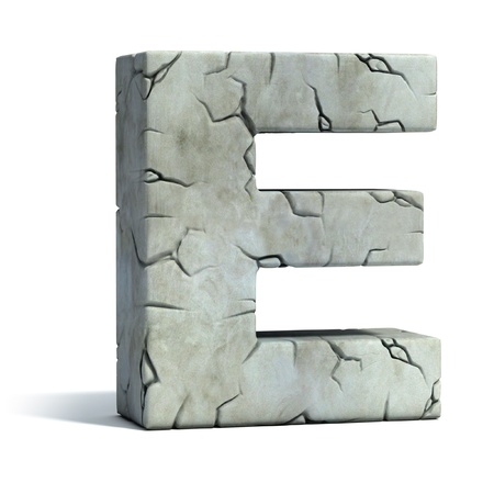 letter E cracked stone 3d font の写真素材