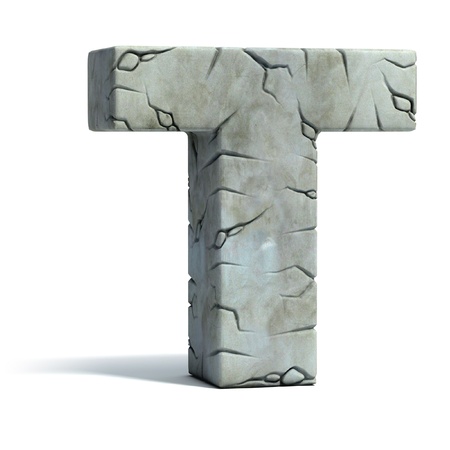 letter T cracked stone 3d font の写真素材