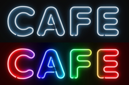 cafe neon sign の写真素材