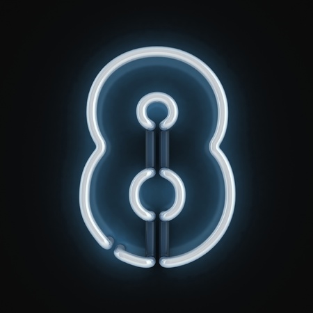 neon light font number eight 