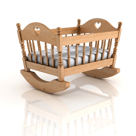 cradle 3d illustration isolated on whiteの写真素材