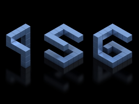 cubical 3d font numbers 4 5 6の写真素材