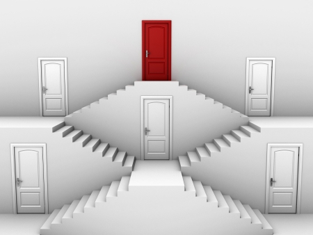 vertical hierarchy - doors on different levelsの写真素材