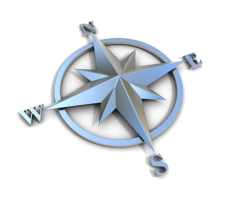 metallic compass rose 3d illustrationの写真素材