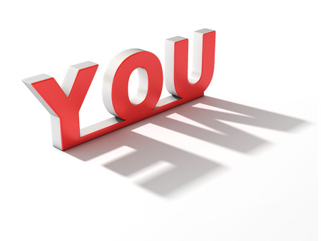 word \"you\" casting \"me\" shadowの写真素材