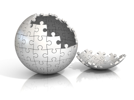 spherical puzzle with missing piecesの写真素材