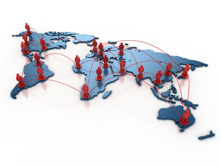 people connecting over the world 3d concept