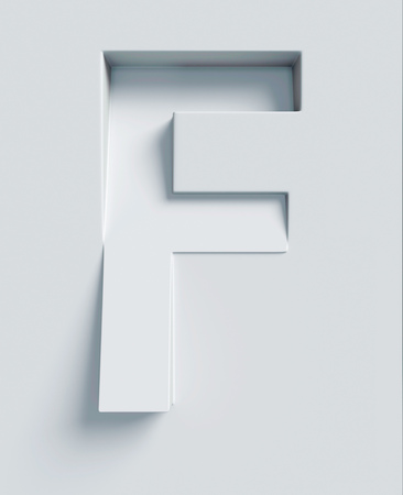 Letter F slanted 3d font engraved and extruded from the surfaceの写真素材