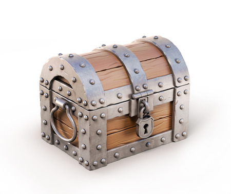 closed treasure chest 3d illustrationの写真素材