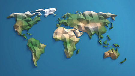 3d triangular world mapの写真素材