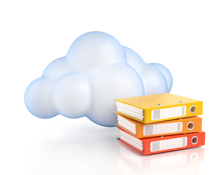 Cloud computing 3d concept - cloud and ring bindersの写真素材