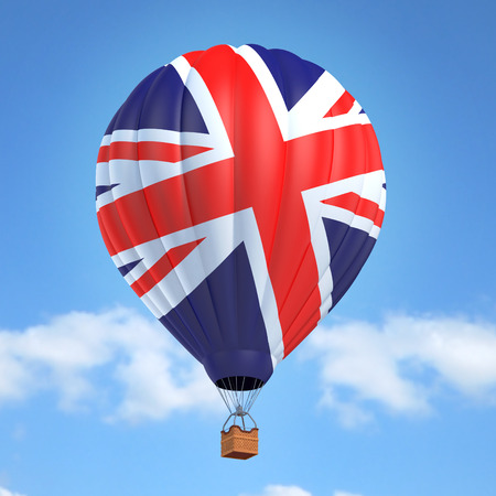 Hot air balloon with United Kingdom flagの写真素材