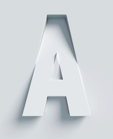 Letter A slanted 3d font engraved and extruded from the surfaceの写真素材