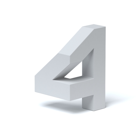 Isometric font number 4 3d rendering