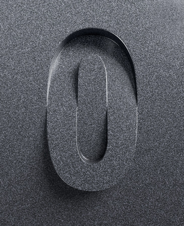 Number 0 slanted 3d font engraved and extruded