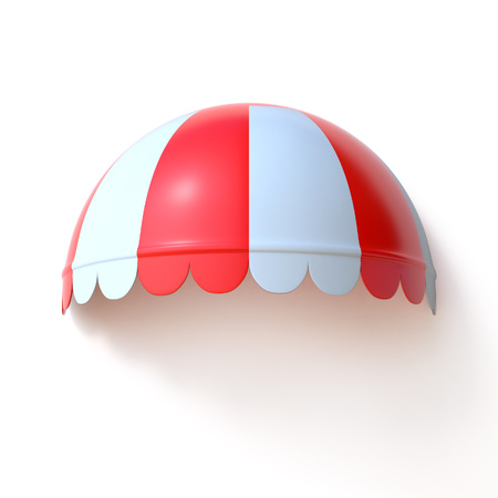 Red and white striped awning on store front 3d illstrationの写真素材