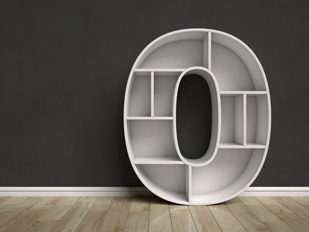 Number 0 shaped shelvesの写真素材