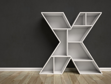 Letter X shaped shelvesの写真素材