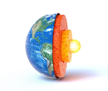 Earth core structure with geological layersの写真素材