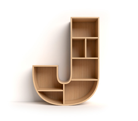 Shelf font 3d rendering letter Jの写真素材