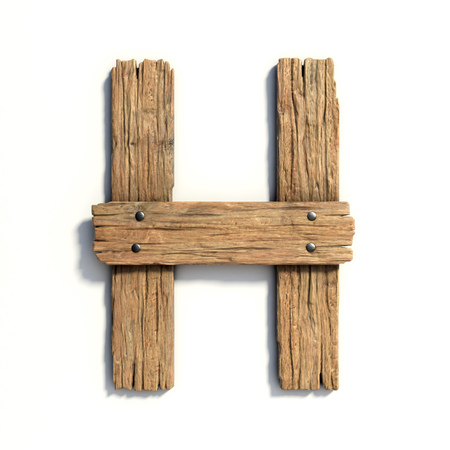 Wood font, plank font letter H Wood font, plank font letter H