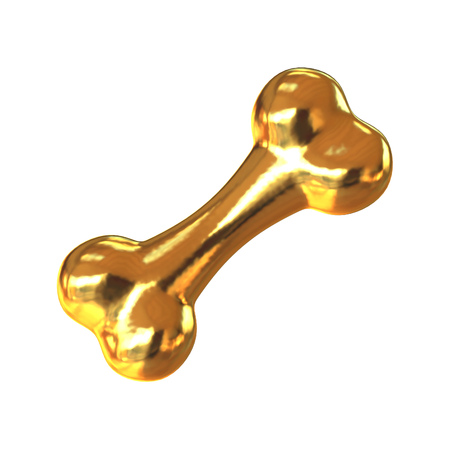 Gold dog bone , present for best pet 3d renderingの写真素材