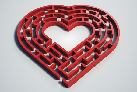 Heart maze, 3d isolated illustrationの写真素材