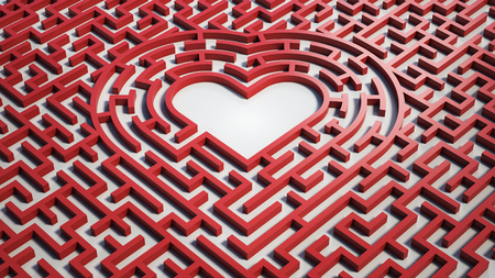 Heart maze, 3d isolated illustrationの写真素材