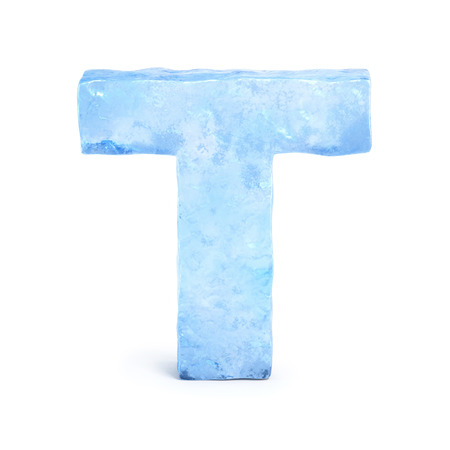 Ice font 3d rendering, letter Tの写真素材