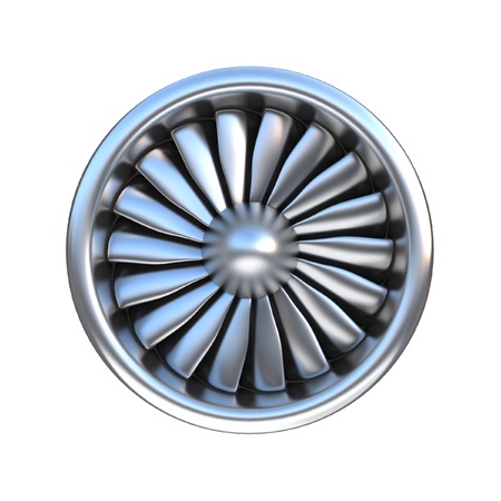 Jet engine front view 3d rendering