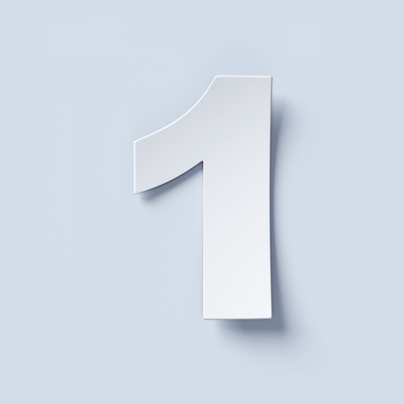 White bent paper font number 1の写真素材