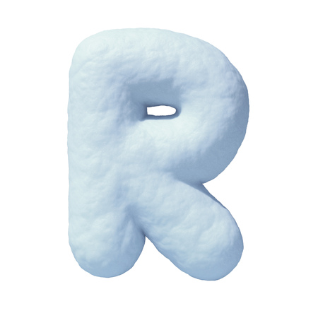 Snow font letter R 3d renderingの写真素材