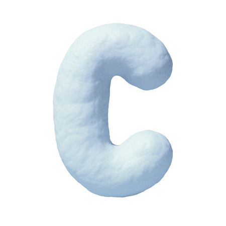 Snow font letter C 3d renderingの写真素材