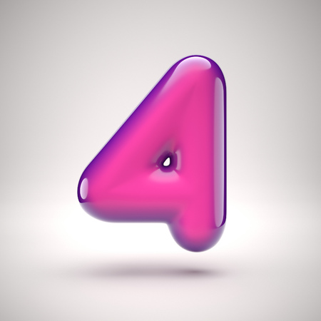 Round pink glossy font 3d rendering number 4の写真素材